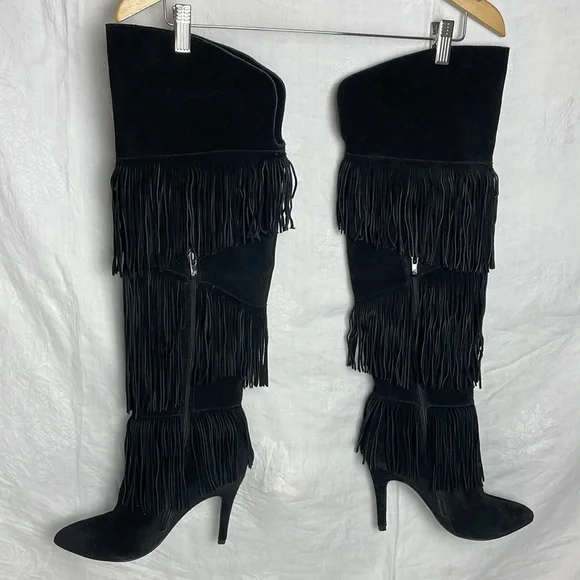 Kristin Cavallari x Chinese Laundry Over-the-Knee Suede Fringed Boots Sz. 7 1/2 - Picture 1 of 6